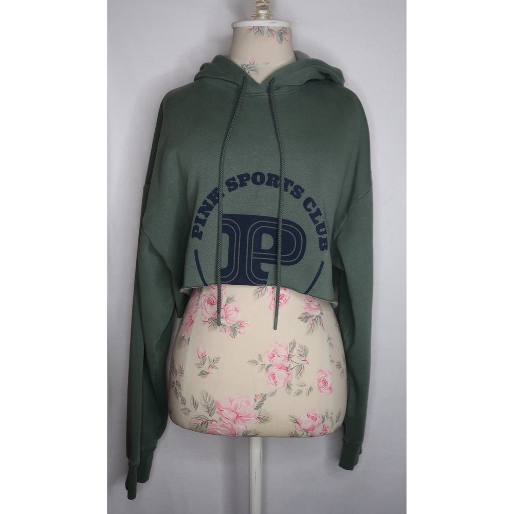 PINK Victoria's Secret Sports Club Cropped Hoodie Green Womens Medium NWT